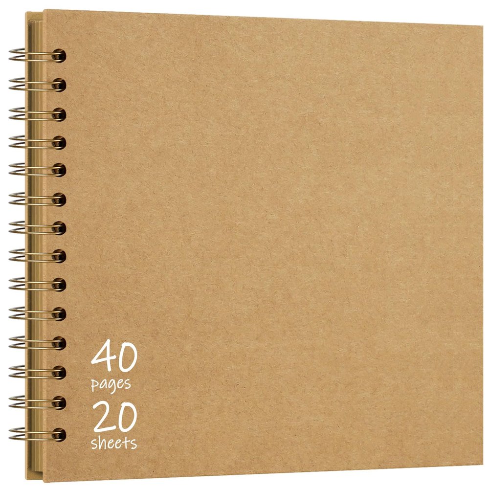 Vienrose DIY Scrapbook Album 8x8 Inch Hardcover Kraft Paper Scrap Book Photo Albums with 40 Blank Pages for Wedding Baby Shower, Kraft Color