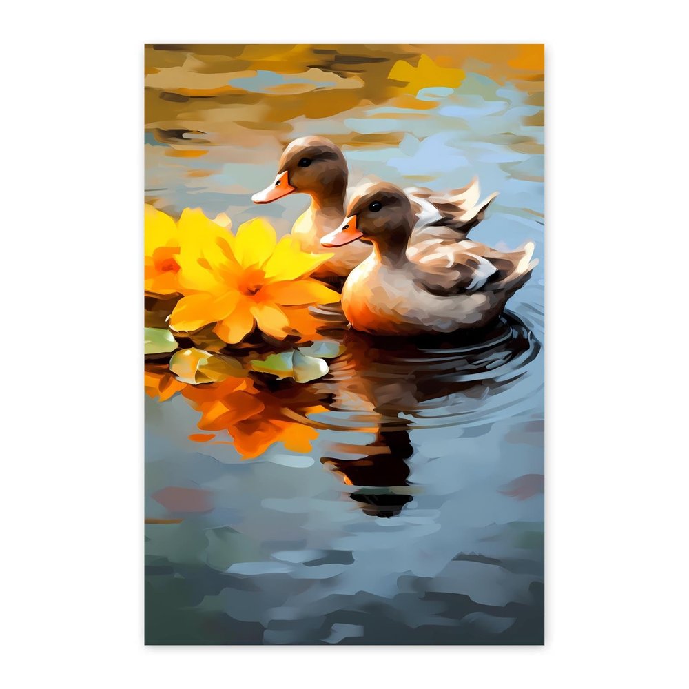 GUAIEUW Frameless Canvas Ducks in The Water Diamond Painting Kit DIY 5D Full Round Diamond HD Picture Diamond Dot Painting Art Craft Gift, Wall Decor Room Office Hangable 8x12 Inch