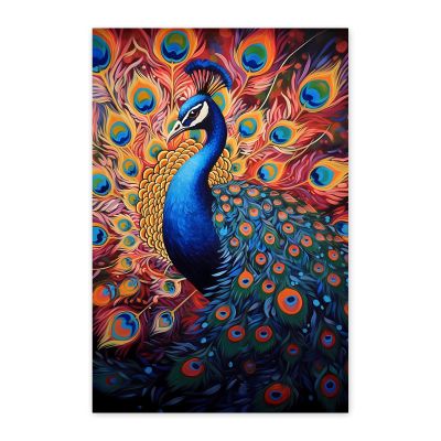 CUEAEAD Frameless Canvas Red Bright Peacock Diamond Painting Kit DIY 5D Full Round Diamond HD Picture Diamond Dot Painting Art Craft Gift, Wall Decor Office Hangable 12x16 Inch