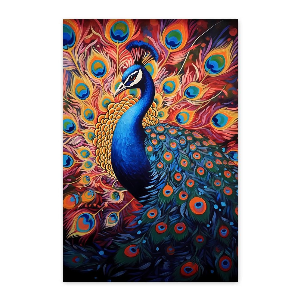 CUEAEAD Frameless Canvas Red Bright Peacock Diamond Painting Kit DIY 5D Full Round Diamond HD Picture Diamond Dot Painting Art Craft Gift, Wall Decor Office Hangable 12x16 Inch