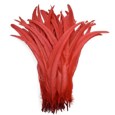 100Pcs/Lot Colored Rooster Feathers 25-45Cm Fly Tying Materials Crafts Wedding Party Decor Feather Red 14-16inch 35-40cm
