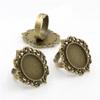 Queenbox 0.5x0.7in 5Pcs Adjustable Pattern Metal Ring Blank Base, Bezel Cabochon Frame Setting Tray for Jewelry Making, 01 view 2