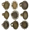 Queenbox 0.5x0.7in 5Pcs Adjustable Pattern Metal Ring Blank Base, Bezel Cabochon Frame Setting Tray for Jewelry Making, 01 view 4