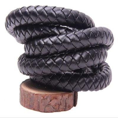 Braided Leathers Cord,Flat Leather Cord,10mm 12mm Round Leather Cord String DIY Necklace Bracelet Making Black Brown Braided PU Rope Jewelry Accessories, 1pcs (Color : Black, Size : 10mm 5m) (Color :