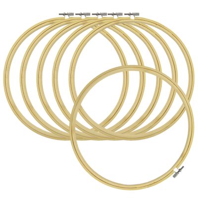 Circulo Embroidery Hoop - 6pcs 8.98in / 22.8cm - Cross Stitch Supplies & Needlework Supplies Easily Loosen/Tighten - Bamboo Wooden Hoops for Crafts (#9 - Bamboo)