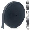 ZHFMILY 5/8 inch Black Nylon Webbing Strap with Buckles-10Yards 15mm-Flat Fabric Webbing Crochet Handle Canvas Straps for Bags-Hammock-Lawn Chair-Belting-Pet Collars, DIY Projects, Crafts, Sewing #266 view 1