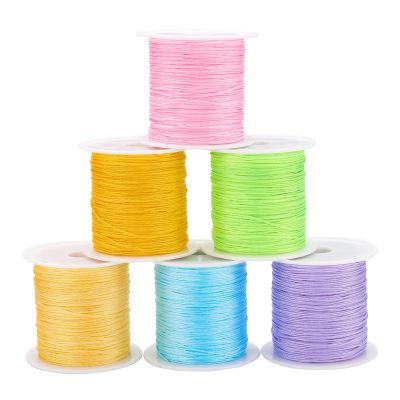 Elecrelive Nylon String for Bracelets 0.6mm Chinese Knotting Cord Kumihimo Macrame Thread 6 Colors for DIY Braiding, Necklace, Friendship Bracelet, Jewelry Making Christmas Ornament