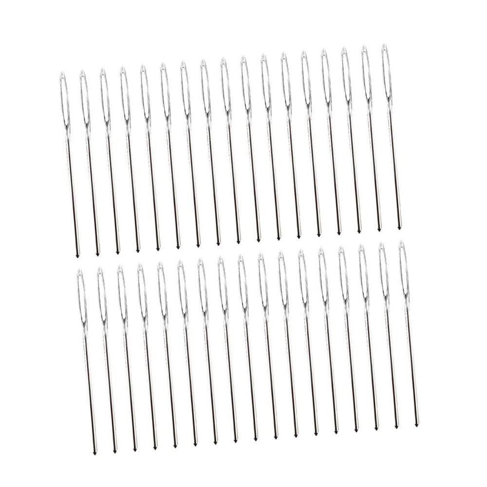 Operitacx 100pcs Blunt Large Eye Needles for DIY Crafting Knitting Leather Sewing Steel Embroidery Needles for Easy Threading for Home Gift Use