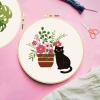 FREEBLOSS 4 Set 8'' Embroidery Kit for Beginners Cats&Plants Pattern Embroidery Kit with Instructions Full Kit of Embroidery Cloth 2 Embroidery Hoops 11 Colors Flosses view 3