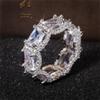 925 Sterling Silver Shiny Full Diamond Gemstone Ring Square Cubic Zirconia Promise Ring CZ 18K Gold Diamond Multi Row Cocktail Rings Eternity Engagement Wedding Party Ring for Women Z.142 (US Code 6) view 1