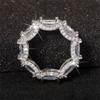 925 Sterling Silver Shiny Full Diamond Gemstone Ring Square Cubic Zirconia Promise Ring CZ 18K Gold Diamond Multi Row Cocktail Rings Eternity Engagement Wedding Party Ring for Women Z.142 (US Code 6) view 2