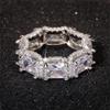 925 Sterling Silver Shiny Full Diamond Gemstone Ring Square Cubic Zirconia Promise Ring CZ 18K Gold Diamond Multi Row Cocktail Rings Eternity Engagement Wedding Party Ring for Women Z.142 (US Code 6) view 3