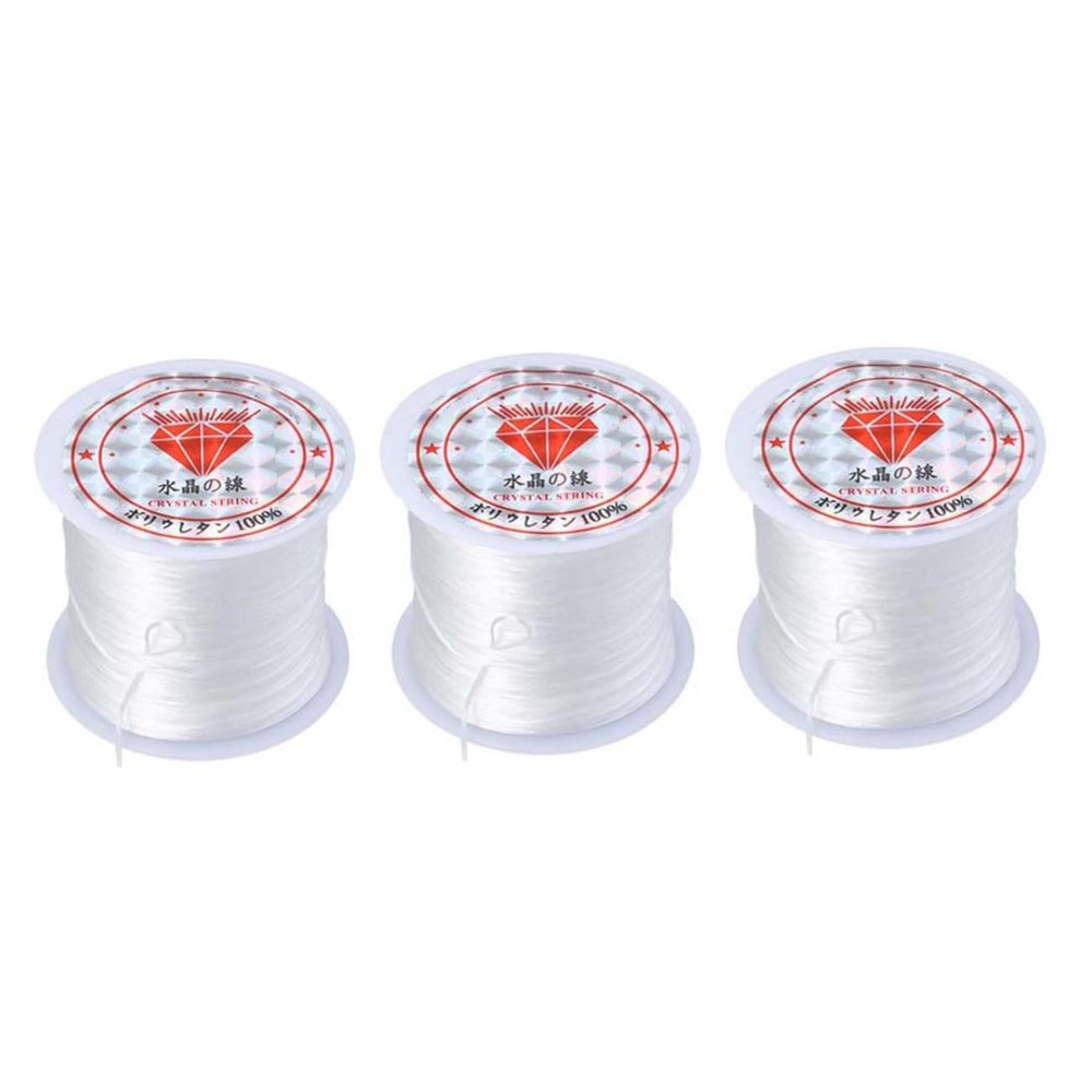 Lurrose 3pc Elastic Crystal Rope String for DIY Jewelry Making Strong Beaded Bracelet Line Per Roll for Crafts and Accessories