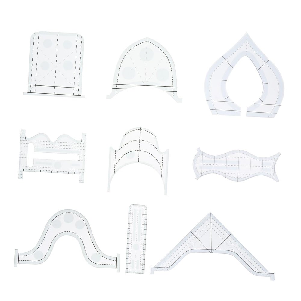 HOODANCOS 9pcs Acrylic Patchwork Ruler Set for Sewing Cutting and Quilting Easy Use Templates for Craft Projects and DIY Creativity