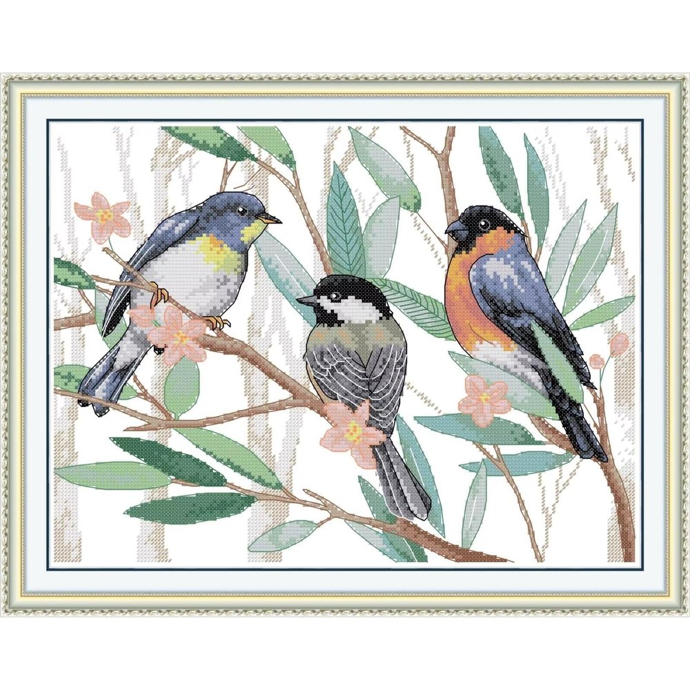 ITSTITCH Stamped Cross Stitch Kits - Full Range of Embroidery Patterns for Beginners or Adults,14 CT 2 Strands DIY Counted Needlepoint Arts Craft-Three Little Birds 1511.8 inch