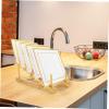 SHOWERORO Bamboo Kitchen Storage Rack Dish Drying Rack Sink Organizer Modern Design view 4