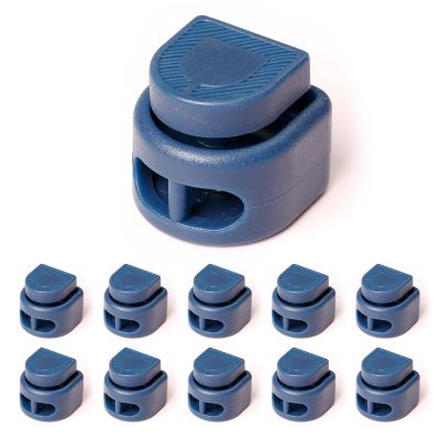 UpUGo 10 PCS Spring Cord Locks, Double Hole Shoelace Locks for Shoe, Drawstrings, Paracord, Clothing and Bags(Navy blue)
