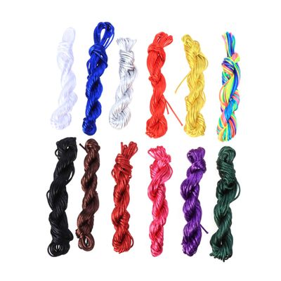Tofficu 12 Rolls/Pack 10m 2.5mm DIY Braided Nylon Cord for Sticky Roll Bracelets and Craft Cord Decor Random
