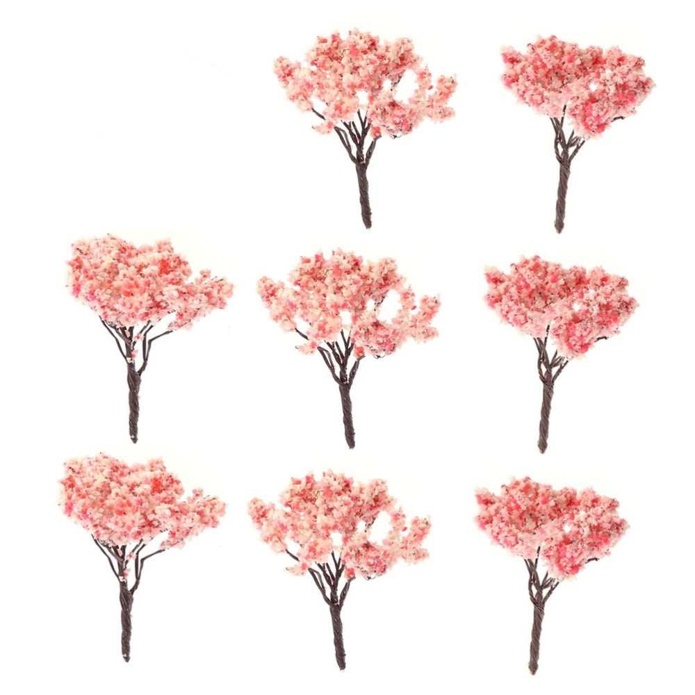 Cabilock 10pcs Miniature Cherry Blossom Trees for Diorama Landscape Scenery Realistic Decor for Model Parks Fairy Gardens and Crafts