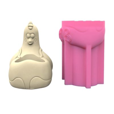 staol Silicone Mold Cute Hen Pen Holder Silicone Molds Table Ornament Mould Plaster Making Succulent Planter Mold DIY Craft Home Decorations, 8*10.5*11CM