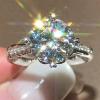 RKKOJJO 925 Sterling Silver Shiny Full Diamond Gemstone Ring 18K Cubic Zirconia Promise Cocktail Rings Eternity Engagement Wedding Band Ring for Women Size 8 view 1