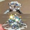 RKKOJJO 925 Sterling Silver Shiny Full Diamond Gemstone Ring 18K Cubic Zirconia Promise Cocktail Rings Eternity Engagement Wedding Band Ring for Women Size 8 view 4