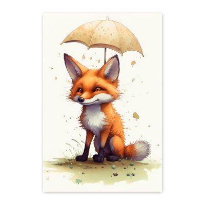 CUEAEAD Frameless Canvas Umbrella Fox Diamond Painting Kit DIY 5D Full Round Diamond HD Picture Diamond Dot Painting Art Craft Gift, Wall Decor Living Room Office Hangable 12x16 Inch