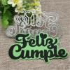 Card Making Supplies,13.0x7.2cm Spanish Happy Birthday Heart Metal Cutting Dies Stencils for Scrapbooking Decorative view 1
