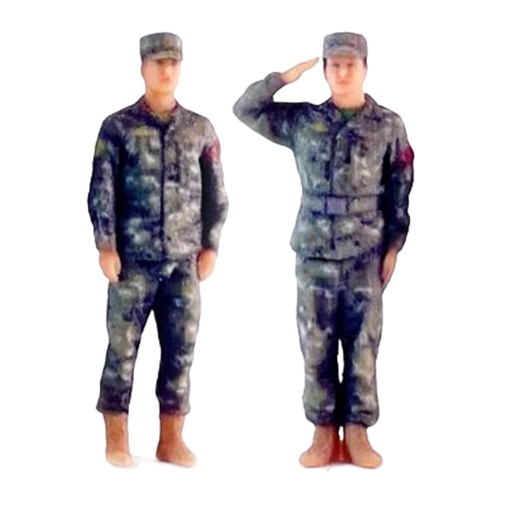 SM SunniMix 2Pcs 1/64 Standing Men Painted Figure Simulation Miniature Toy Resin Tiny People for Diorama DIY Scene Architectural Building