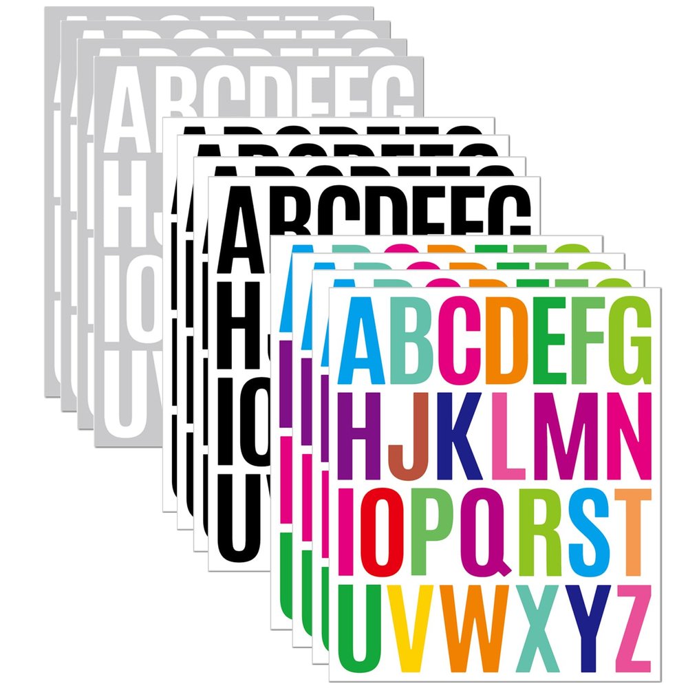 12 Sheets Letter Sticker, 312 PCS Alphabet Stickers Waterproof Alphabet, 2 inch Self Adhesive Letters Kit Mailbox Sticker Vinyl Letter Stickers, Mailbox Labels DIY Crafts Art Making, Notebook