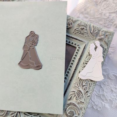 Newlyweds Die Cuts for Card Making, Happy Wedding Metal Cutting Dies for Paper Scrapbooking, DIY Stencils for Album Party Wedding Festivals Decoration