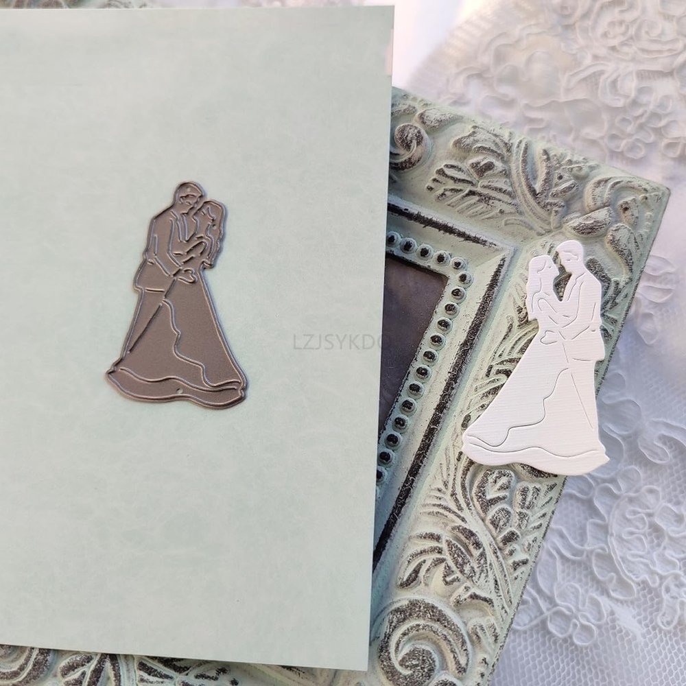 Newlyweds Die Cuts for Card Making, Happy Wedding Metal Cutting Dies for Paper Scrapbooking, DIY Stencils for Album Party Wedding Festivals Decoration