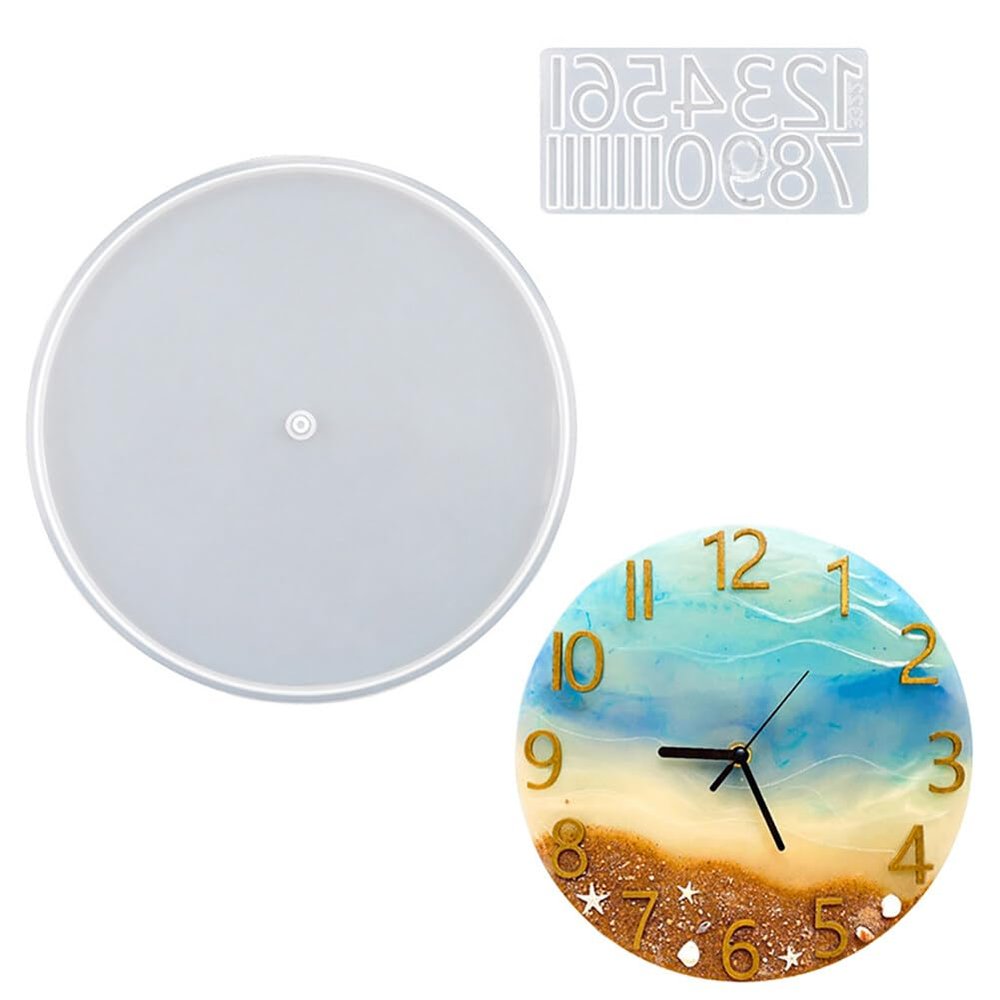 ihreesy Clock Casting Molds,3D Clock Resin Molds Silicone Candle Molds DIY Epoxy Resin Casting for Craft Home Wall Decor,Style of Big Arabic Numerals
