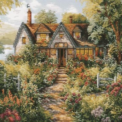 NineTribe Basics Garden Cottage Cross Stitch Kits for Beginners Pattern Stamped Cross-Stitch Supplies Needlework DIY 11CT 3 Strands Cotton Thread Printed DIY Needlepoint Kits 5040cm (CY29), FIF-YPCXU301-29