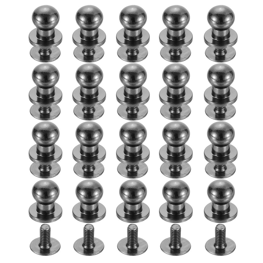 uxcell 20Sets Brass Ball Head Stud Rivets, 6mm Dia. Screw Back Button Nipple Rivet for DIY Leathercraft, Black
