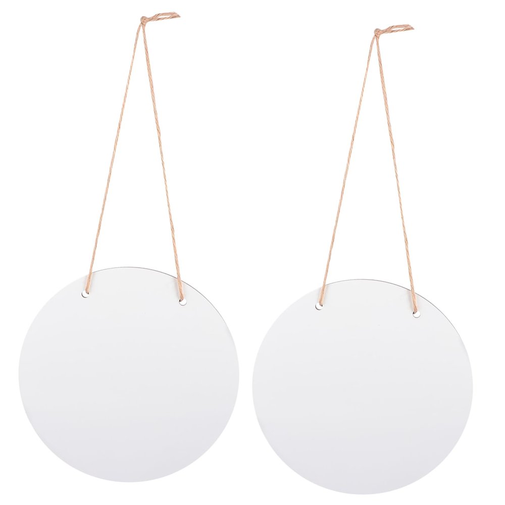 STOBOK 2pcs Decorative Blank Wood Plaques for DIY Craft Round Heat Transfer Hanging Sign for Gifts and Home Decor Sublimation Door Hanger