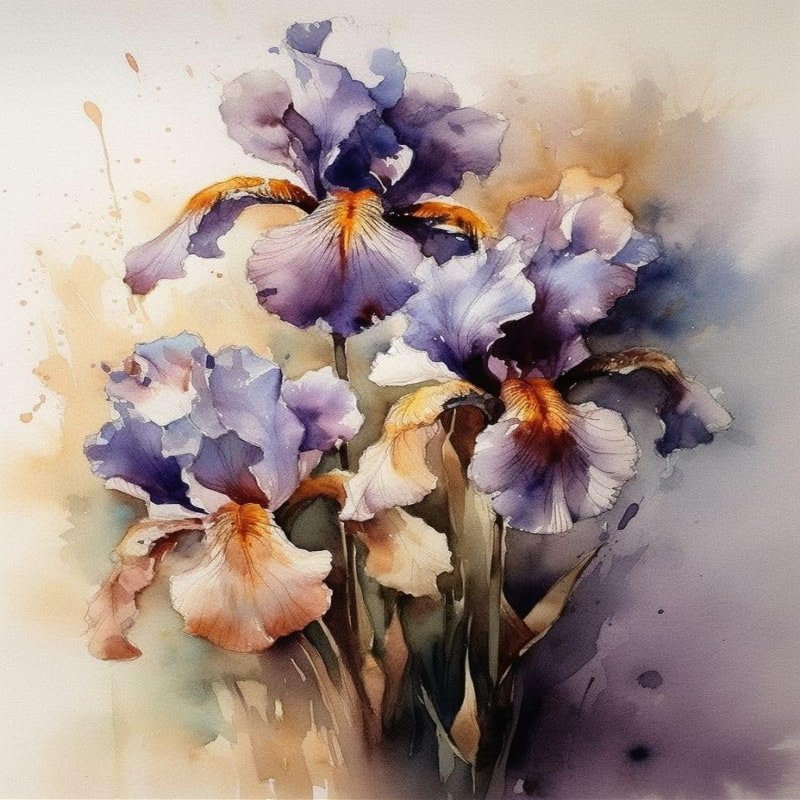 NineTribe Basics Watercolor Iris Flower Cross Stitch Kits for Beginners Stamped Cross-Stitch Supplies Needlework DIY 11CT 3 Strands Eco Cotton Thread Printed DIY Needlepoint Kits 4050cm (CU94), As described