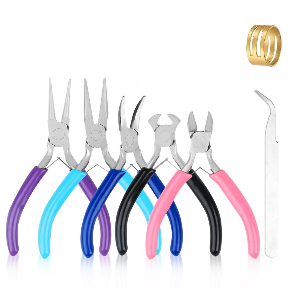 5 Pcs Jewelry Making Pliers Tools,Includes Needle,Round,Chain, Bent & Zipper Pliers for Repair, Wire Wrapping & Crafts DIY Craft Jewelry Making Supplies