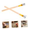 TEHAUX 2pcs Wooden Handle Pottery Tools Brush Metal Brush Head Clay Carving Tool for Polymer Clay Sculpting view 3