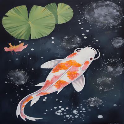 JOEAUEN Adultsdiamond Painting Set Koi Fish Swimming DIY 5D Round Full Diamond Koi Fish Perfect for Family Leisure and Living Room Bedroom Wall Decoration 20x30 inch