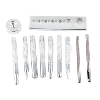 Pissente Leather Craft Punch Tool Kit 11Pcs, for Leather Steel Material, 2 Hole Punches(2.5Mm+3Mm), Riet Setting Tool for Craft Projects, Repair, Handcrafts