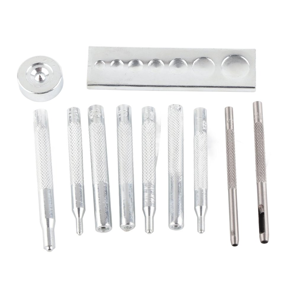 Pissente Leather Craft Punch Tool Kit 11Pcs, for Leather Steel Material, 2 Hole Punches(2.5Mm+3Mm), Riet Setting Tool for Craft Projects, Repair, Handcrafts