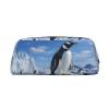 LZQPOEAS Snow mountain penguin Pencil Case Leather Pen Bag Travel Makeup Bag Zipper Organizer Bag for Women Men view 1