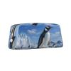 LZQPOEAS Snow mountain penguin Pencil Case Leather Pen Bag Travel Makeup Bag Zipper Organizer Bag for Women Men view 2
