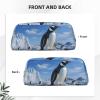 LZQPOEAS Snow mountain penguin Pencil Case Leather Pen Bag Travel Makeup Bag Zipper Organizer Bag for Women Men view 3