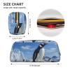 LZQPOEAS Snow mountain penguin Pencil Case Leather Pen Bag Travel Makeup Bag Zipper Organizer Bag for Women Men view 4