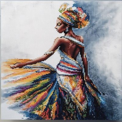 NineTribe Basics Watercolor African Woman Cross Stitch Kits for Beginners Stamped Cross-Stitch Supplies Needlework DIY 11CT 3 Strands Cotton Thread Printed DIY Needlepoint Kits 4050cm (YP202)