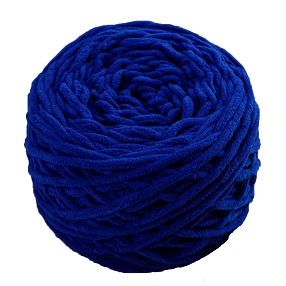 160g/5.64oz Single Thick Ice Strip Yarn Soft Fluffy Chenille Yarn for Scarf Hats Gloves (Blue)