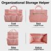 Cupohus Art Organizer Craft Storage Tote Bag with Pockets and Handles, Oxford Fabric Carrying Caddy for Teacher, Officer, Artist, Traveler, and more Pink view 4