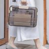 Transparent File Box, Craft Organizers and Storage Plastic Scrapbook Paper Storage Cases Portable Project Case with Handle Plastic File Case(Coffee) view 2